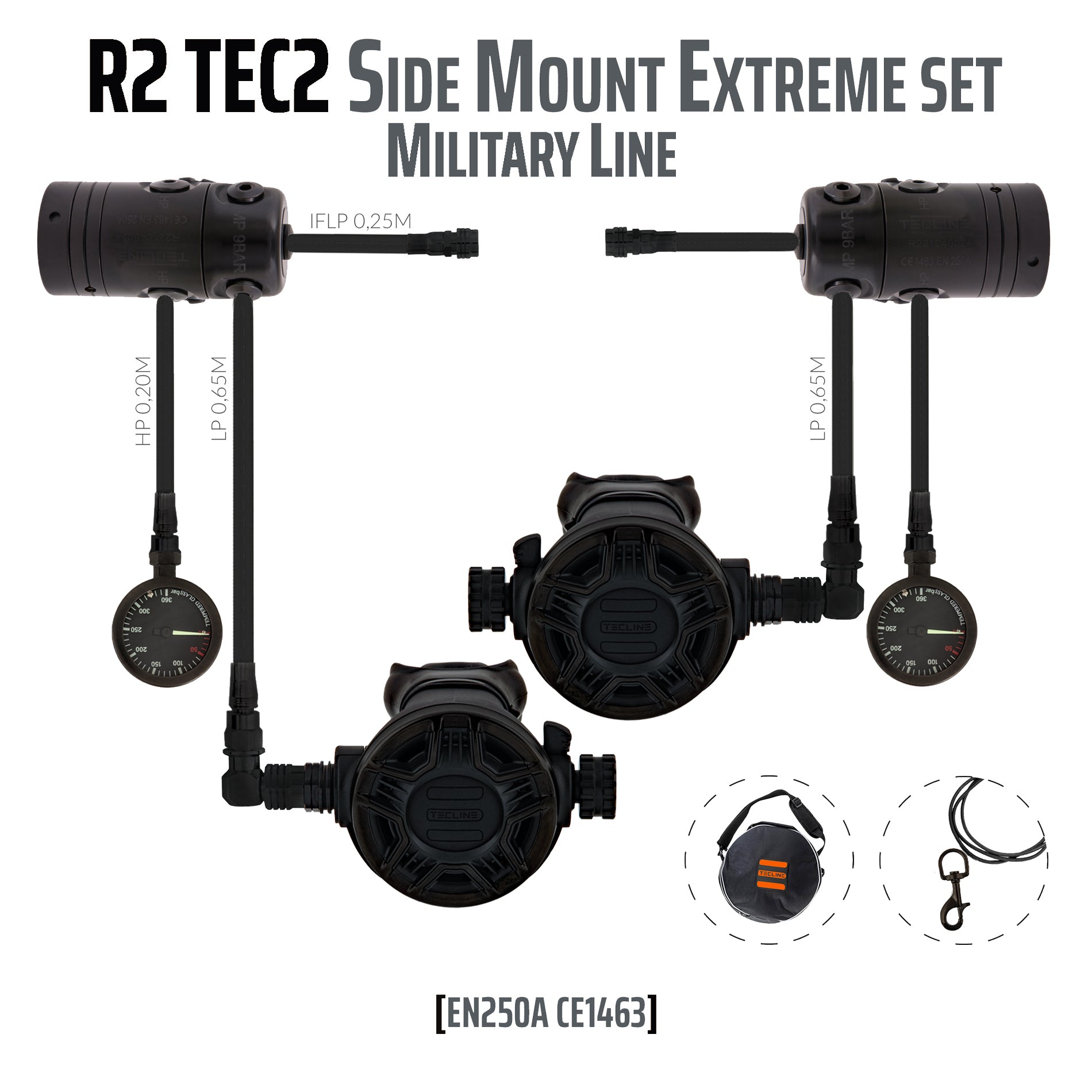 Regulator R2 TEC2 rev. Side Mount Extreme set - MILITARY LINE